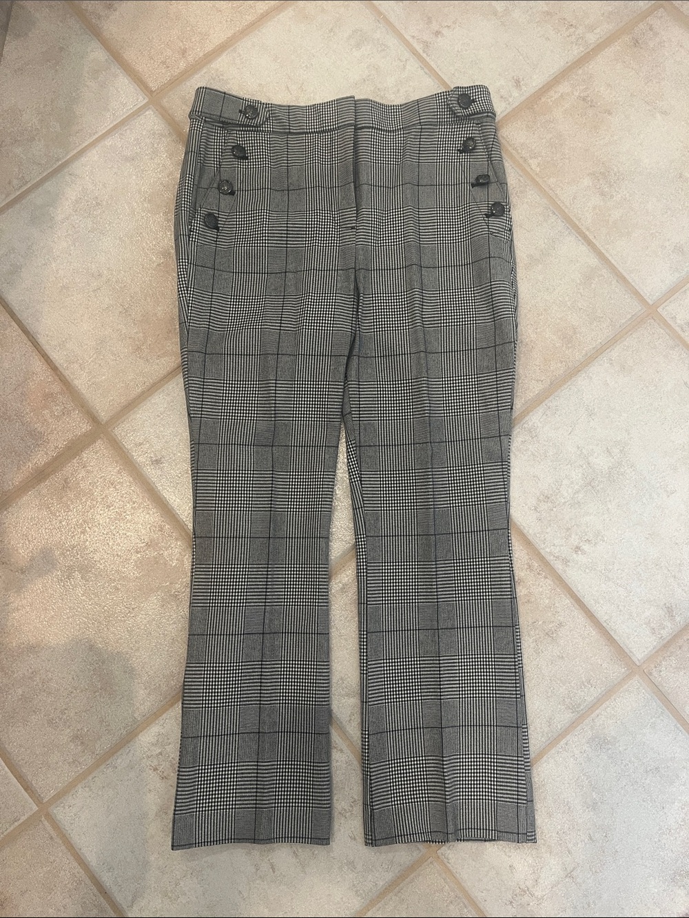 LOFT Black and White Plaid Pants